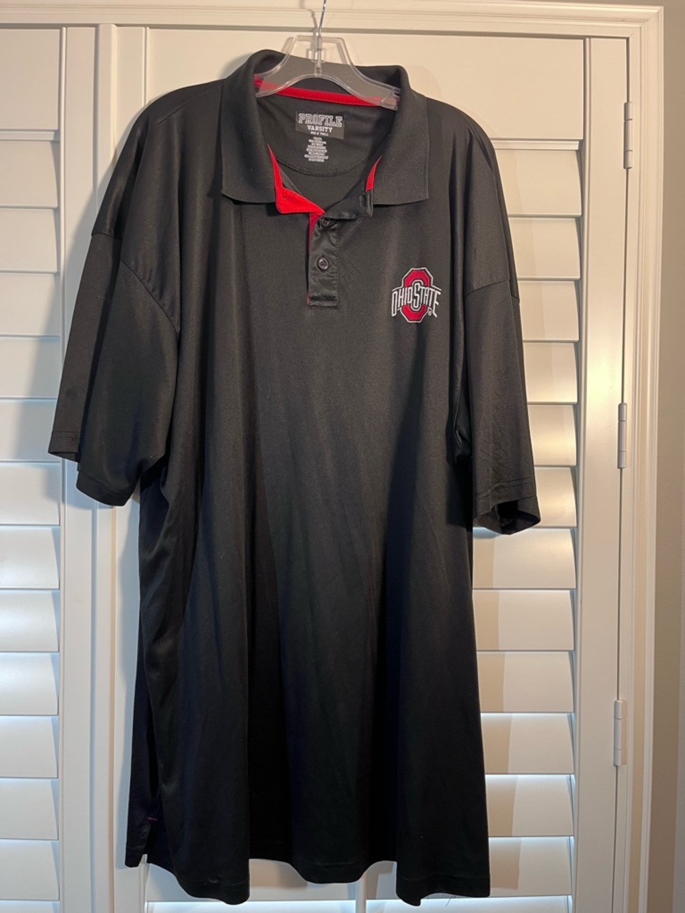 Varsity Black Polo Shirt with Red Accents - Ohio State Logo